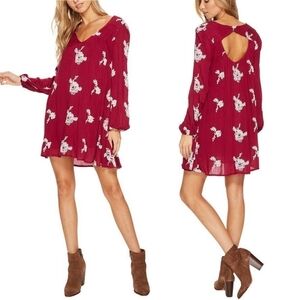 Free People Burgundy Floral Mini Dress